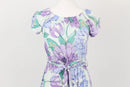 Purple & Green Floral Belted Summer Dress | Size S | Brand New-2