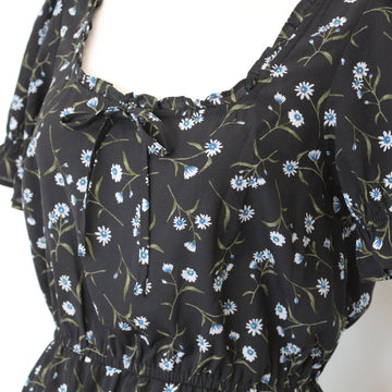 H&M Black and Floral Mini Dress, Size 10 - 0