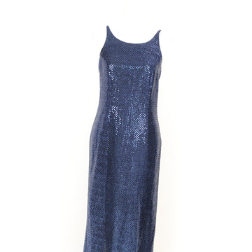 Vintage blue sequin open back dress - 8 - 0