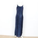 Vintage blue sequin open back dress - 8-1
