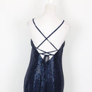 Vintage blue sequin open back dress - 8-4