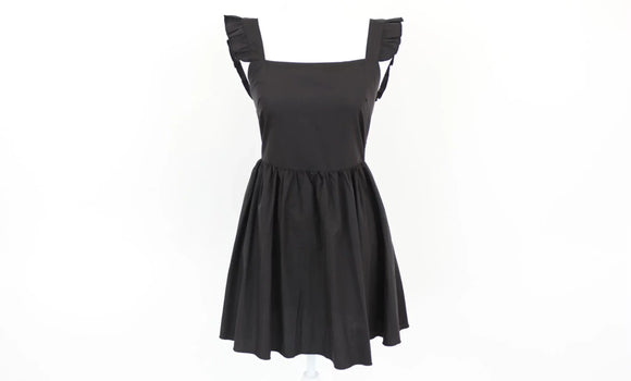 Black Ruffle-Sleeve Mini Dress | Size S | Brand New