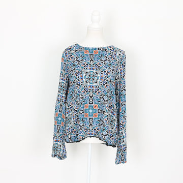 Woolworths Blue and Orange Blouse, Size 12