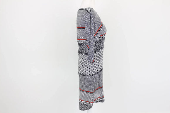 Woolworths White, Black & Red Patterned Dress | Size 6 | Pre-Loved