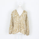 Beige and White Long-Sleeve Shirt, Size L-1