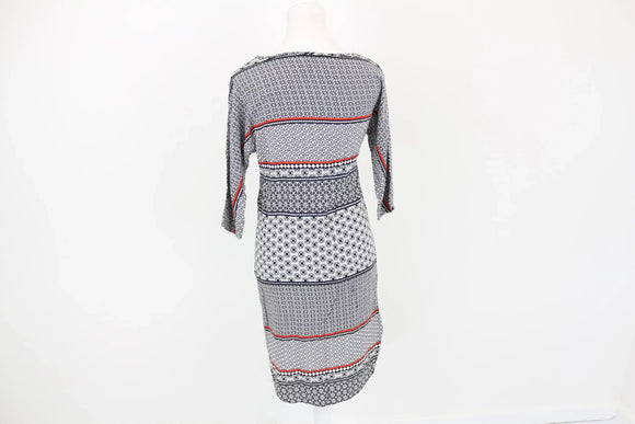 Woolworths White, Black & Red Patterned Dress | Size 6 | Pre-Loved
