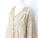 Beige and White Long-Sleeve Shirt, Size L-4