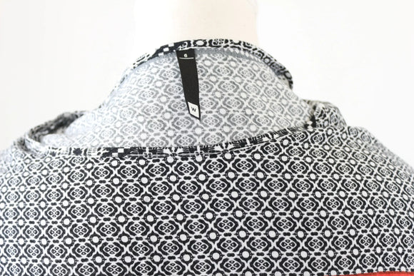 Woolworths White, Black & Red Patterned Dress | Size 6 | Pre-Loved