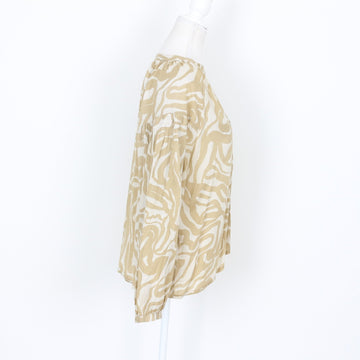 Beige and White Long-Sleeve Shirt, Size L - 0