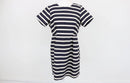H&M White & Navy Striped Satin Mini Dress | Size 14 | Pre-Loved-1