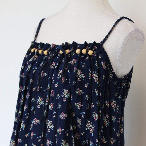 Blue and Floral Off-the-Shoulder Blouse, Size S