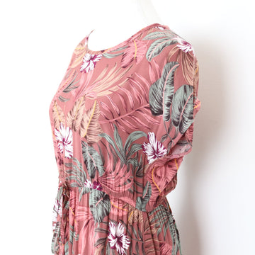 Pink Palm-Print Mini Dress, Size S - 0