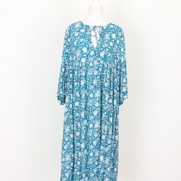 Blue and White Floral Midi Dress, Size XXL
