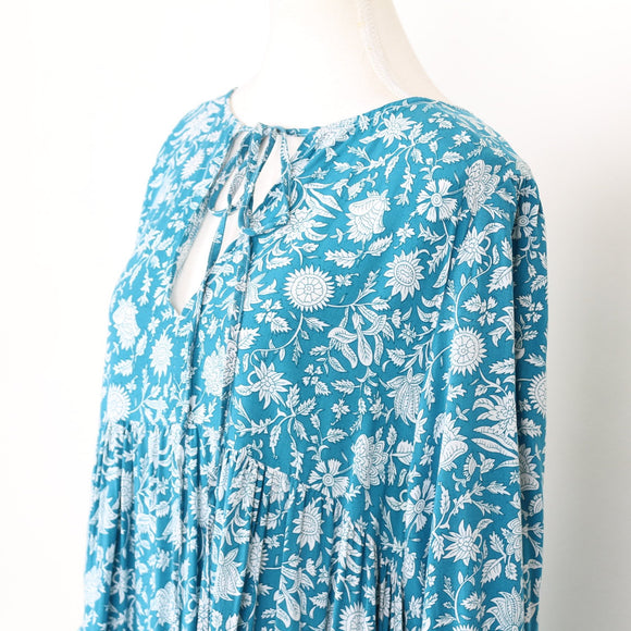 Blue and White Floral Midi Dress, Size XXL