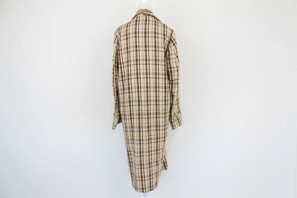 Cream Brown & Yellow Check Tailored Coat | Size L | Pre-Loved