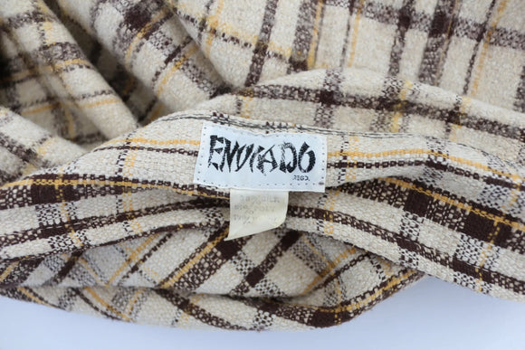 Cream Brown & Yellow Check Tailored Coat | Size L | Pre-Loved