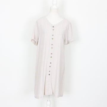 Linen Blend T-Shirt-Style Dress, Size M