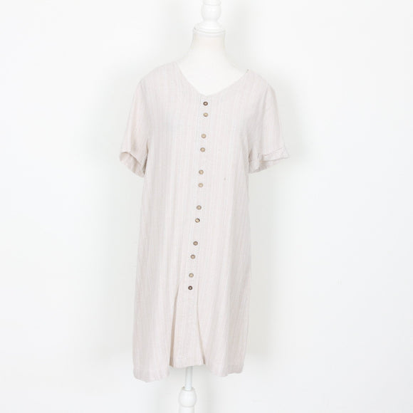 Linen Blend T-Shirt-Style Dress, Size M