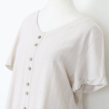 Linen Blend T-Shirt-Style Dress, Size M - 0
