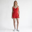 Cotton On Red Daisy Print Playsuit | Size L | Pre-Loved-2
