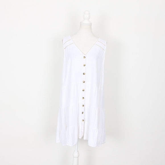 Woolworths White Linen Mini Dress, Size L