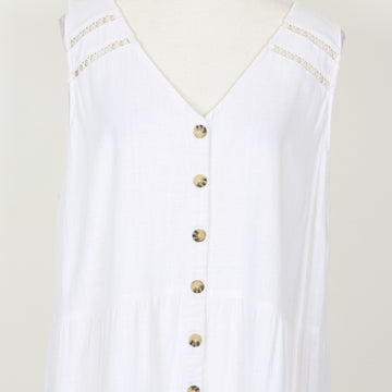 Woolworths White Linen Mini Dress, Size L - 0