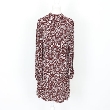 Mango Brown and White Floral Mini Dress, Size M