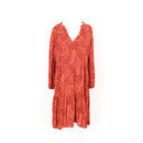 Maroon and Orange Palm-Leaf Dress, Size 14-1