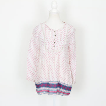 Old Khaki White and Pink Blouse, Size 6