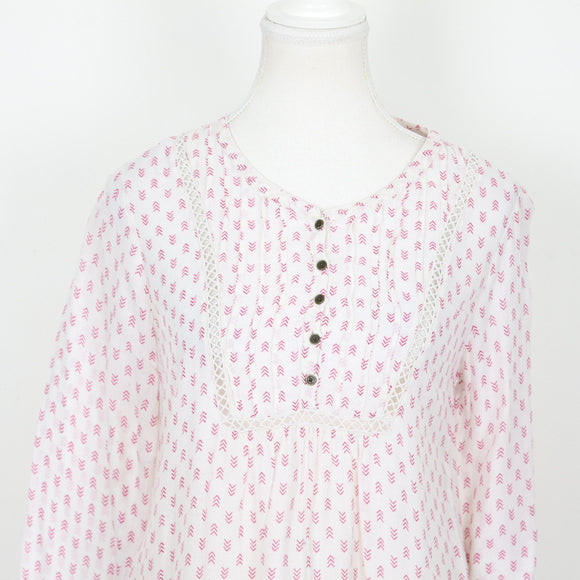 Old Khaki White and Pink Blouse, Size 6