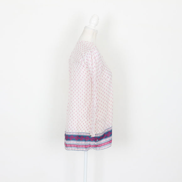 Old Khaki White and Pink Blouse, Size 6