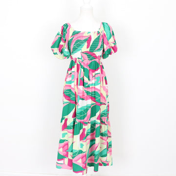 Green and Pink Maxi Dress, Size 8