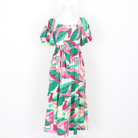 Green and Pink Maxi Dress, Size 8