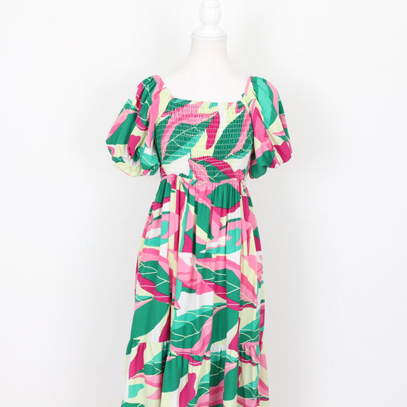 Green and Pink Maxi Dress, Size 8