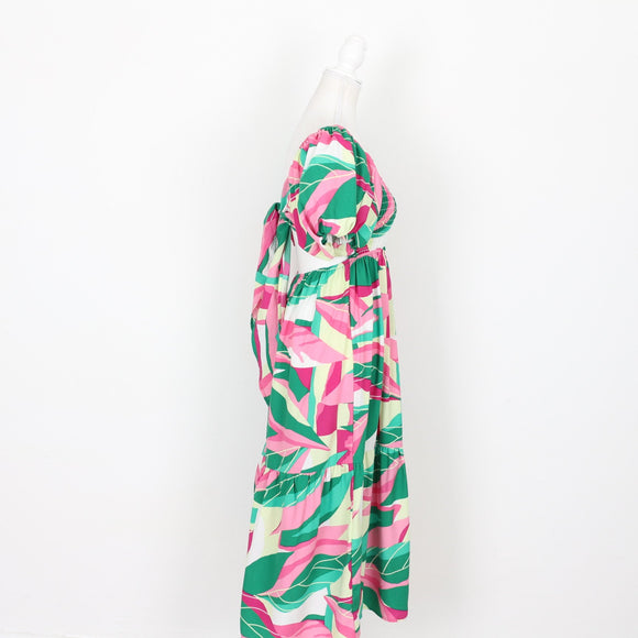 Green and Pink Maxi Dress, Size 8