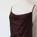 Maroon Sequin Mini Dress with Straps | Size L-2