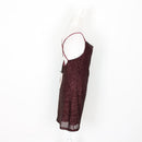Maroon Sequin Mini Dress with Straps | Size L-3