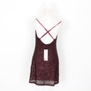 Maroon Sequin Mini Dress with Straps | Size L-4