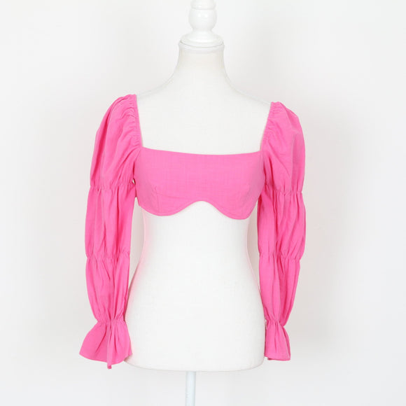 SHEIN Pink Tie-Front Blouse | Size XS