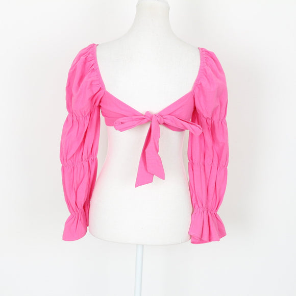 SHEIN Pink Tie-Front Blouse | Size XS