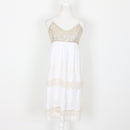 White Embroidered Dress with Gold Sequins | Size S-1
