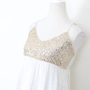 White Embroidered Dress with Gold Sequins | Size S-3