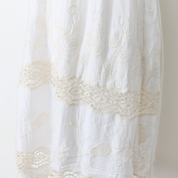 White Embroidered Dress with Gold Sequins | Size S