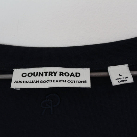 Country Road Navy Blue V-Neck T-Shirt | Size L