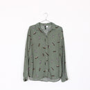 H&M Sage Feather-Print Shirt | Size 4-1