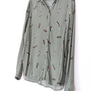 H&M Sage Feather-Print Shirt | Size 4-2