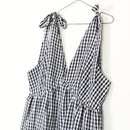 Black & White Gingham Dress with Tie-Up Straps | Size 2XL-2