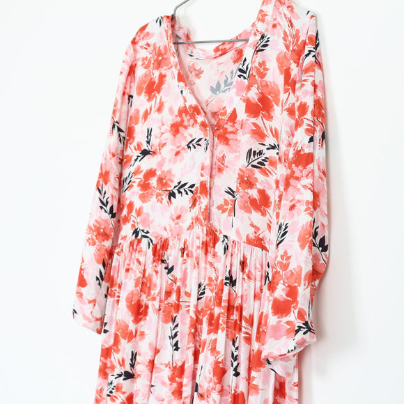 Red and pink trapeze dress - L