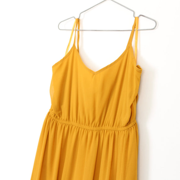Mustard Chiffon Maxi Dress | Size 40