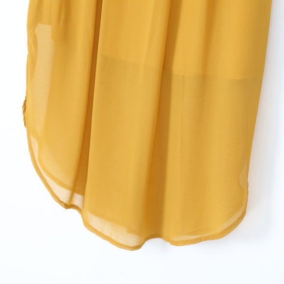 Mustard Chiffon Maxi Dress | Size 40